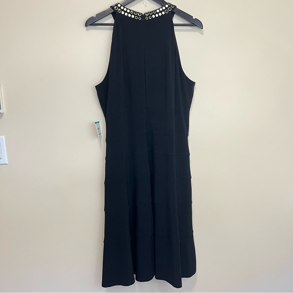 NWT Anne Klein Black Beaded Halter Midi Dresss - Picture 7 of 15